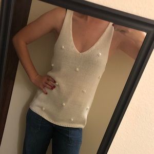 White Pom Pom sweater top